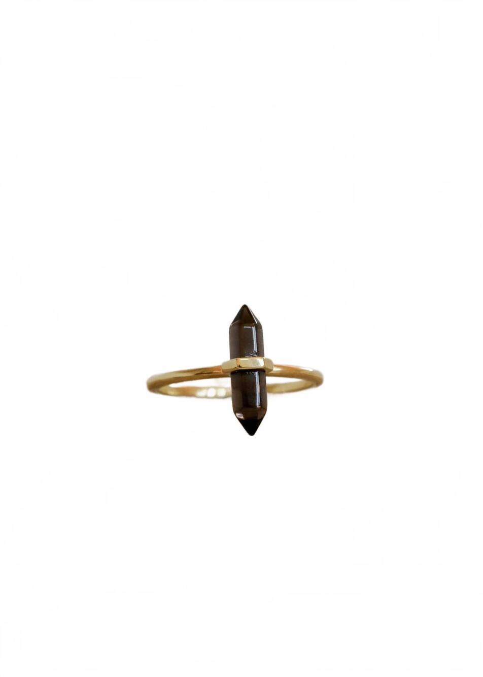 NEW JAXKELLY women's smoky quartz point ring in gold